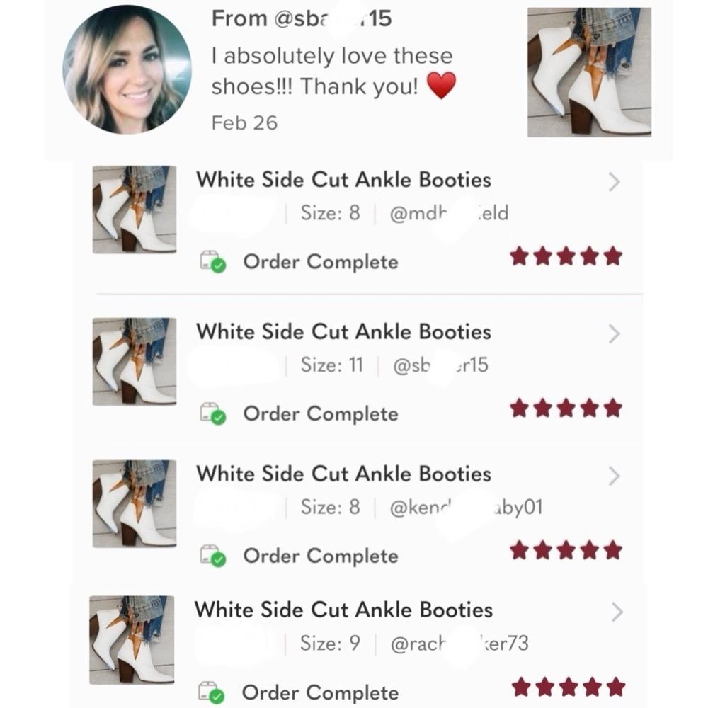 White Side Cut Ankle Booties - Picture 5 of 7